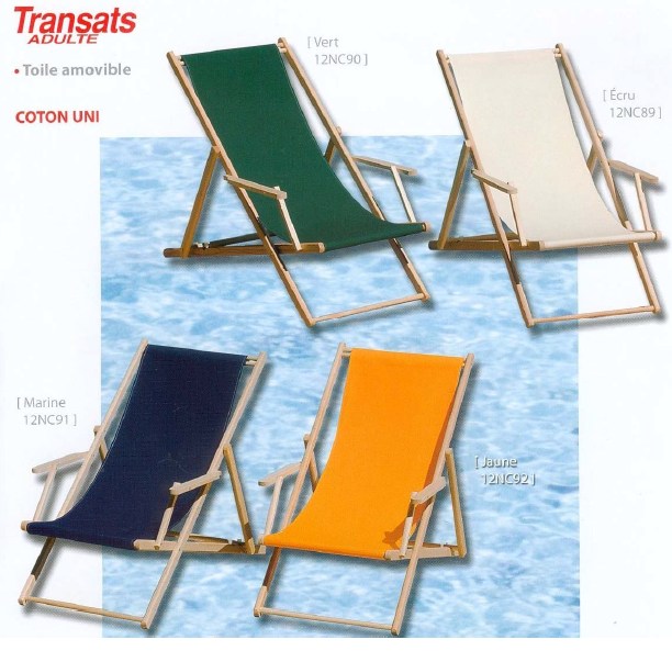 transats avec accoudoirs, chaises longues